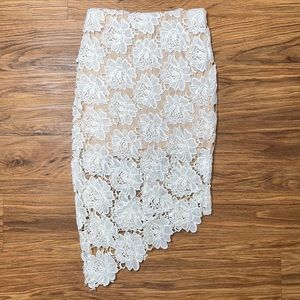 Rumor Boutique Floral Lace Asymmetrical Skirt